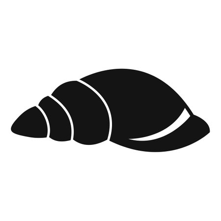 Simple black vector illustration of a sea shell laying on its side, isolated on a white backgroundのイラスト素材