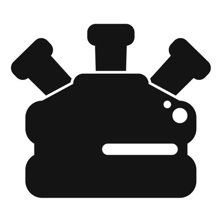 Black silhouette of a chemical experiment with a flask, tubes, and burnerのイラスト素材