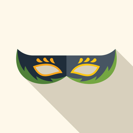 Green and black carnival mask with feathers, perfect for mardi gras celebrations or masquerade ballsのイラスト素材