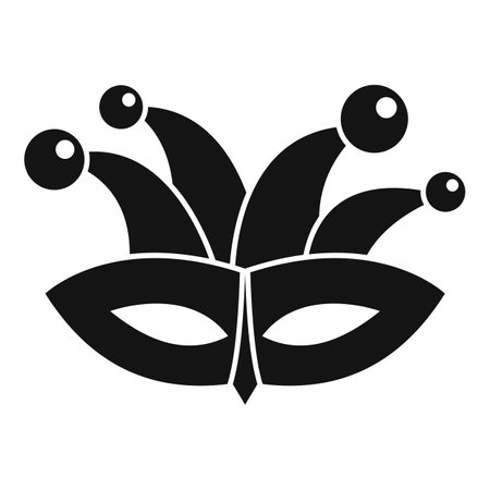 Black jester mask with bells, bringing a touch of fun and mystery to any festive occasionのイラスト素材