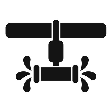 Simple vector icon of a leaking water pipe with a valve and pressure gaugeのイラスト素材