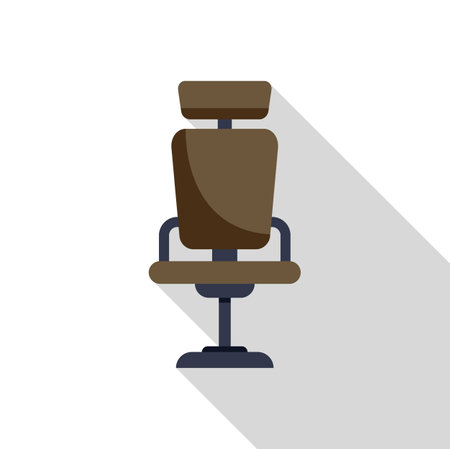 Comfortable office chair standing on white background with long shadowのイラスト素材