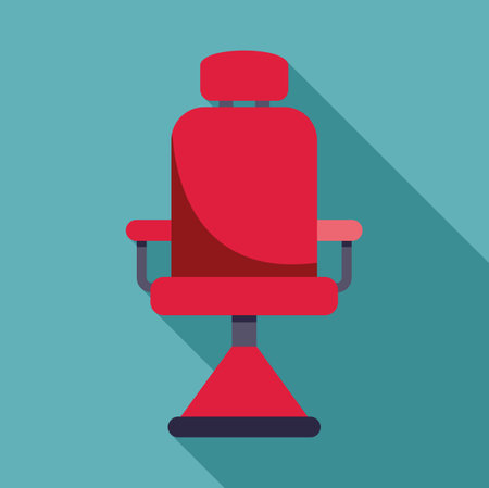 Red barber chair waiting for customers in an empty hair salonのイラスト素材