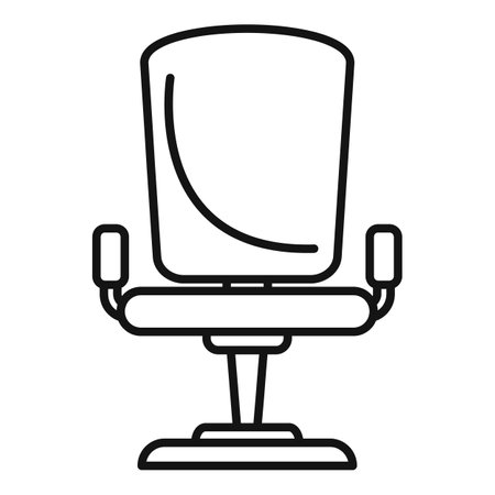 Simple line icon of a modern office chair, perfect for representing comfortable seating for working at a deskのイラスト素材