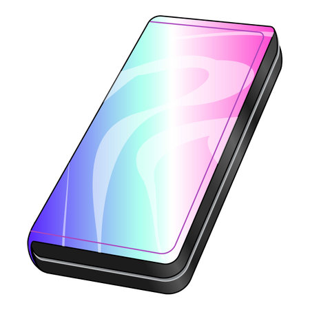 Modern smartphone with a holographic screen showing a colorful abstract backgroundのイラスト素材
