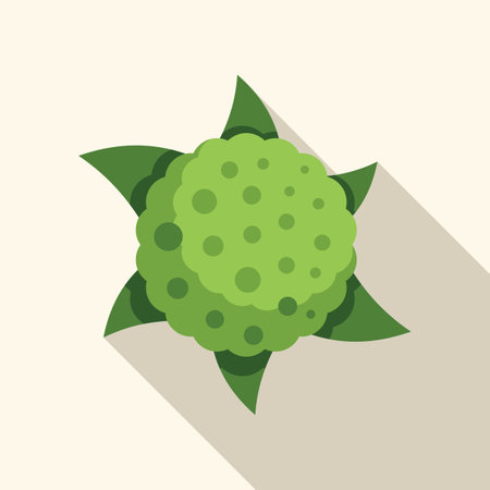 Green bush with long shadow representing a top view perspective, ideal for landscape design projectsのイラスト素材