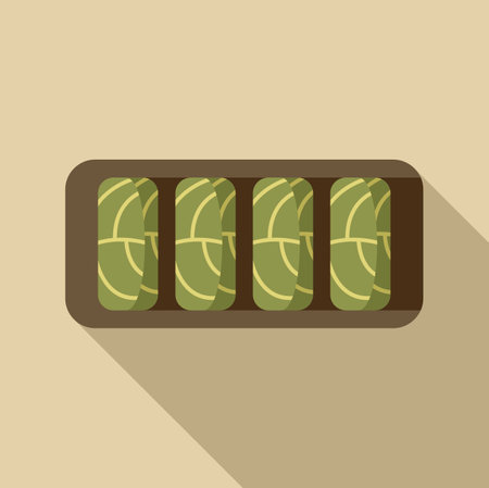 Modern flat design illustration showcasing a plate of dolma, a traditional mediterranean dishのイラスト素材