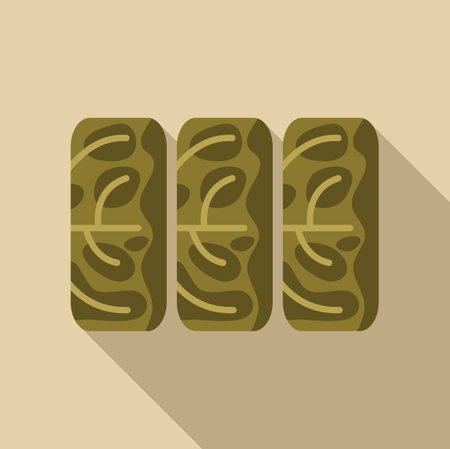 This vector illustration features three dolmades with a long shadow, perfect for showcasing this beloved mediterranean dishのイラスト素材
