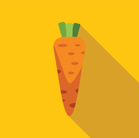 Minimalist illustration featuring a single carrot casting a long shadow against a vibrant yellow backdropのイラスト素材
