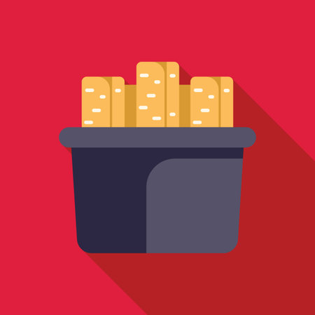 Illustration of french fries in a container representing modern city buildings, symbolizing urban food cultureのイラスト素材