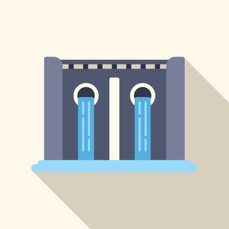 Water flowing through a hydroelectric power plant, generating clean and sustainable energyのイラスト素材