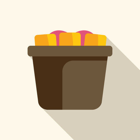 Full brown paper bucket with french fries dipped in ketchup, isolated on a white backgroundのイラスト素材