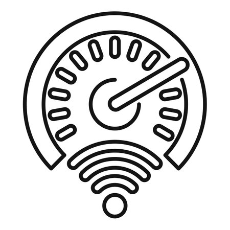 Minimalist vector illustration of a speedometer showing wifi signal strength, ideal for internet speed test conceptsのイラスト素材