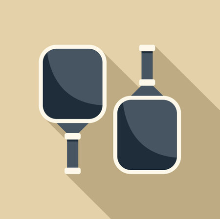 This minimalist vector illustration features two pickleball paddles casting a long shadow, perfect for sports and recreation themesのイラスト素材