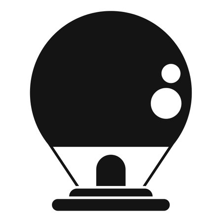 Black solid icon for a hot air balloon flying in the sky with clouds, isolated vector illustrationのイラスト素材