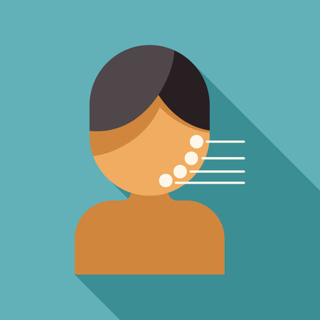 Stylized illustration showing a person receiving acupuncture treatment on their face, for cosmetic purposesのイラスト素材