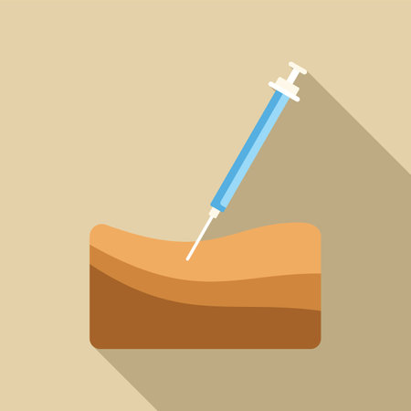 This illustration shows a medical syringe injecting serum into skin layersのイラスト素材