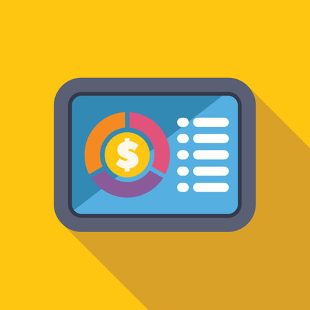 Financial app is displaying a pie chart with a dollar sign, representing investment tracking and financial analysisのイラスト素材