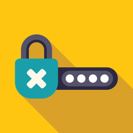 Padlock with a cross mark is showing a wrong password attempt on a yellow backgroundのイラスト素材