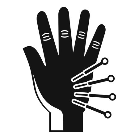 This vector illustration shows acupuncture needles being placed in a hand for pain relief and alternative medicineのイラスト素材