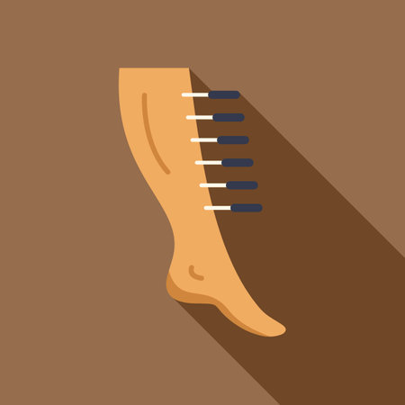 Icon of acupuncture treatment showing needles applied to a patients legのイラスト素材