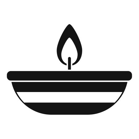 Burning aroma candle in bowl icon in simple style isolated on white backgroundのイラスト素材