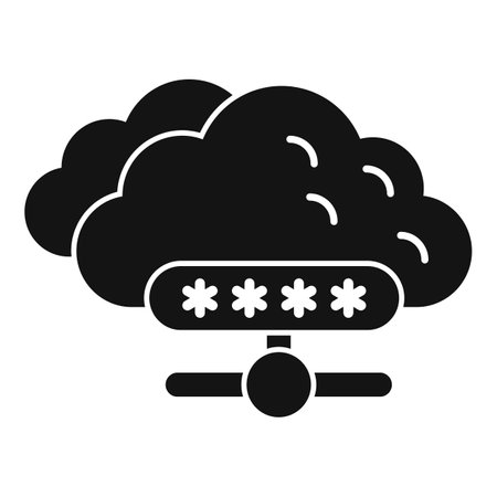 Cloud computing icon showing password protected network, data, information, server securityのイラスト素材