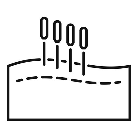 Thin line icon representing a doctor performing acupuncture therapy on a patients back, symbolizing alternative medicineのイラスト素材