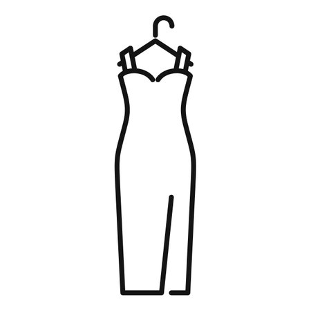 Simple vector of a long dress hanging on a hanger, suitable for fashion or retail related projectsのイラスト素材