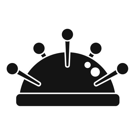 This is a silhouette of a pincushion with sewing pins sticking out of itのイラスト素材