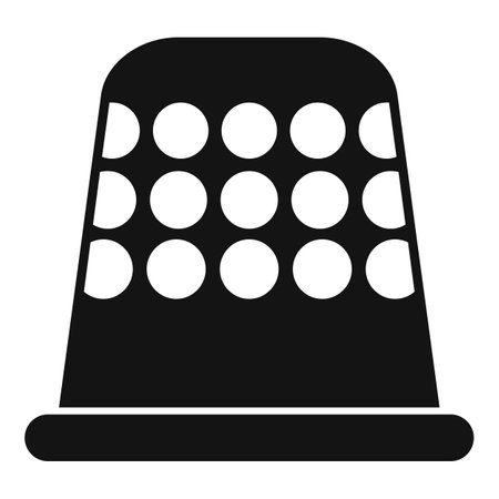 Black thimble for sewing with a needle icon in simple style isolated on white backgroundのイラスト素材
