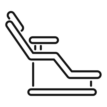 Simple and modern line art icon of a medical examination chair, representing healthcare and treatmentのイラスト素材