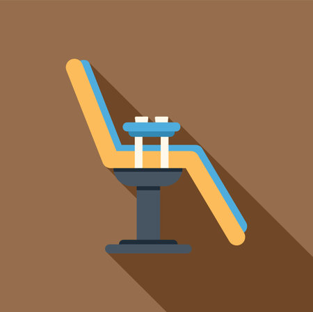 Dentist chair icon in flat style with long shadow, isolated on a brown backgroundのイラスト素材