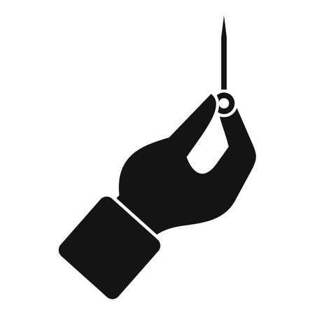 Hand holding a pin icon in simple style isolated on white backgroundのイラスト素材