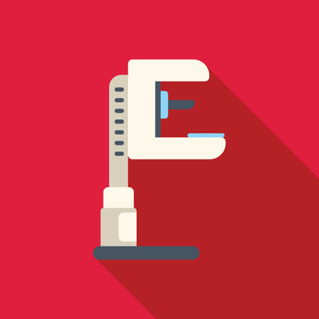 Mammography machine taking a scan to detect breast cancer, promoting womens health awarenessのイラスト素材