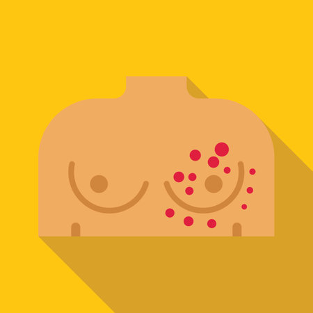 Female chest with red spots illustrating the symptoms of chickenpoxのイラスト素材