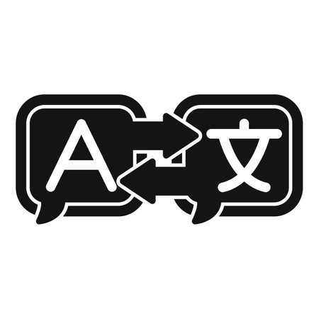 Language exchange icon representing the concept of translating languages using software or an appのイラスト素材