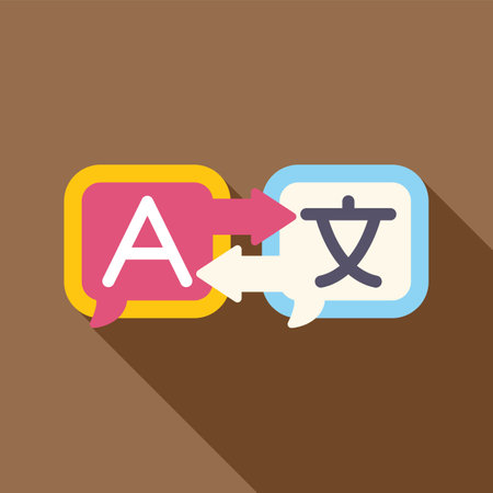 Speech bubbles exchanging between english and chinese languages, symbolizing translation or communicationのイラスト素材