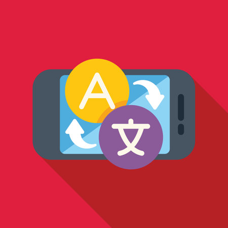 Smartphone displaying a language translation app converting english to chinese charactersのイラスト素材