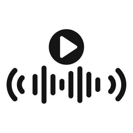 Simple vector icon of sound waves with play button representing audio playingのイラスト素材