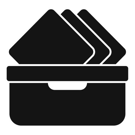 Black and white vector icon of an archive box full of documentsのイラスト素材