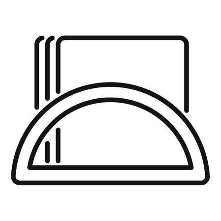 Simple and minimal illustration of a stack of paper standing on a half round paper holder, representing office organizationのイラスト素材