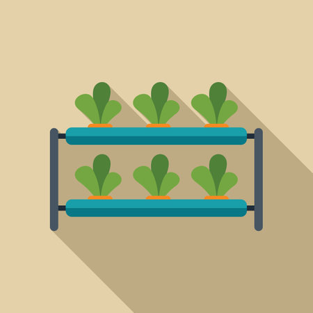 Vertical hydroponic farm system growing vegetables in a greenhouseのイラスト素材
