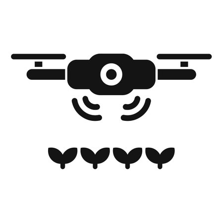 Smart farm drone monitoring crops icon in glyph style, suitable for farm technology icon setsのイラスト素材