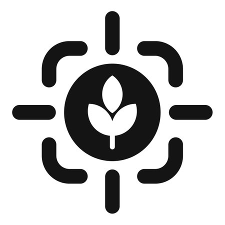 Wheat stalk is the focus of a crosshair, representing precision agricultureのイラスト素材