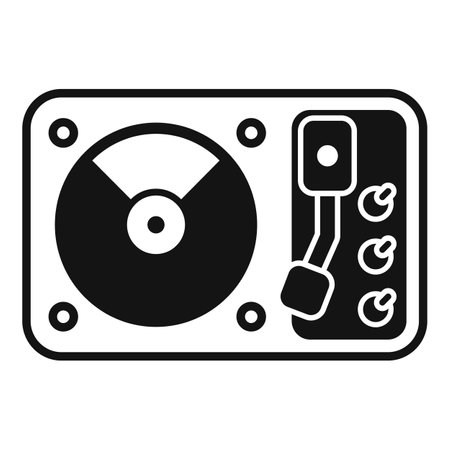 Simple flat black icon of a vinyl record player playing musicのイラスト素材
