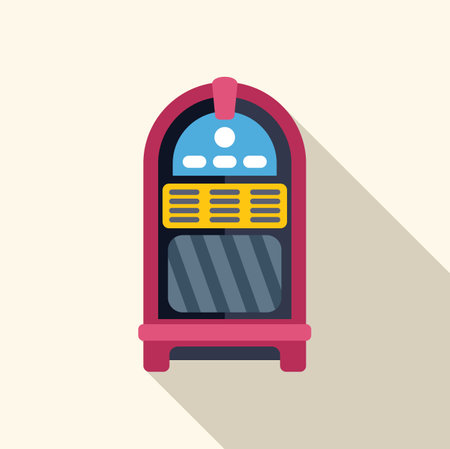 Vintage jukebox is playing music in a flat design with a long shadowのイラスト素材