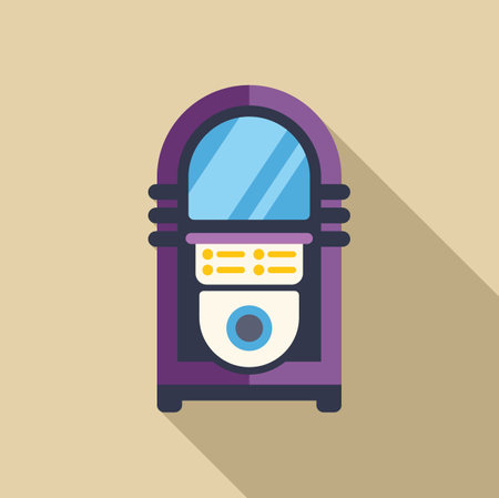 Vintage jukebox with buttons and coin slot casting long shadow on right sideのイラスト素材