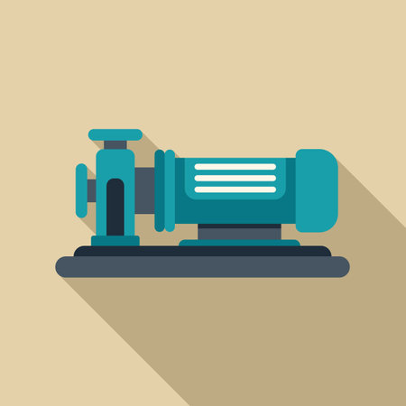 Water pump engine pumping water with long shadow isolated on backgroundのイラスト素材