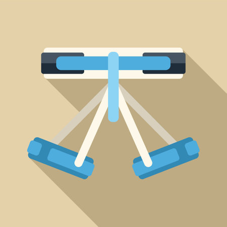 Colorful swing ride spinning at the amusement park, with a long shadow on a cream backgroundのイラスト素材